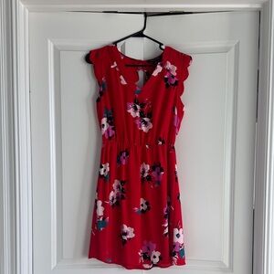 Floral Red Sleeveless Dress Sz Small Petite